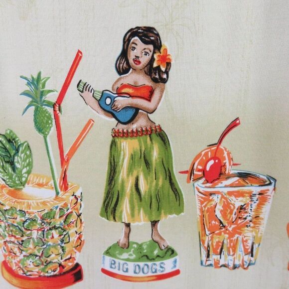 Big Dogs Hula Cocktail Shirt Size 4X Border Print Hawaiian Aloha - Picture 6 of 13